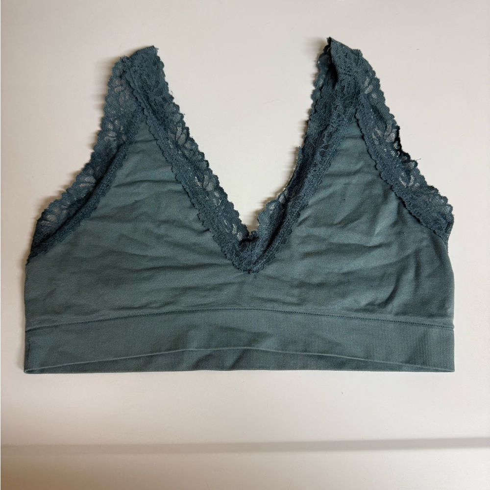 Victoria's Secret Lace Trimmed Blue-Green Triangle Bralette
